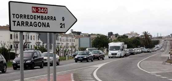 La carretera N-340 a su paso por Tarragona.