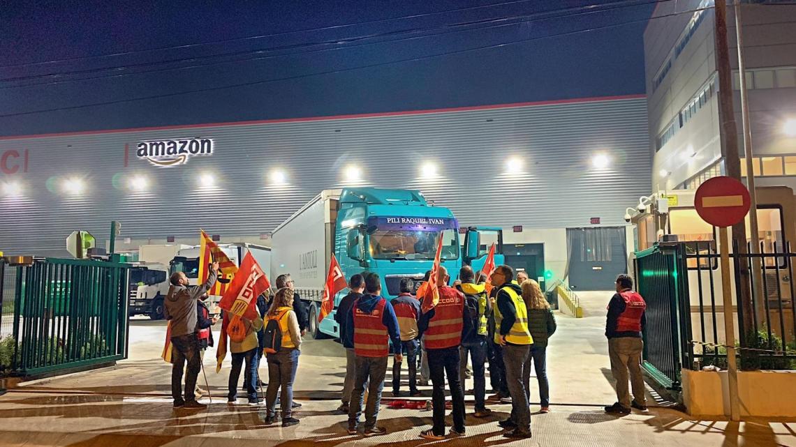 Seguimiento masivo de la huelga del sector transporte mercancías y logística de BCN (Twitter CCOO Cataluña)