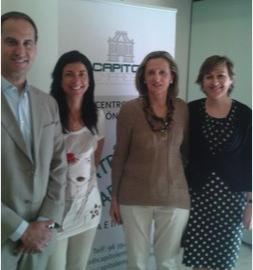 De derecha a izquierda: Gemma Monter, directora de Capitol Empresa; Alina Giogeta, presidenta de Grupo RG; Eva Mira, gerente de ADL; y Alberto Moreno, presidente de ADL.
