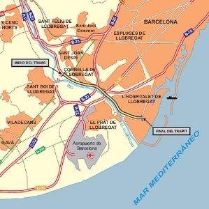 Mapa esquemático del trazado del nuevo acceso ferroviario al Puerto de Barcelona.