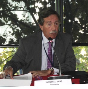 Gonzalo Sanz, presidente de la patronal UNO, durante el cierre de su Asamblea General 2013
